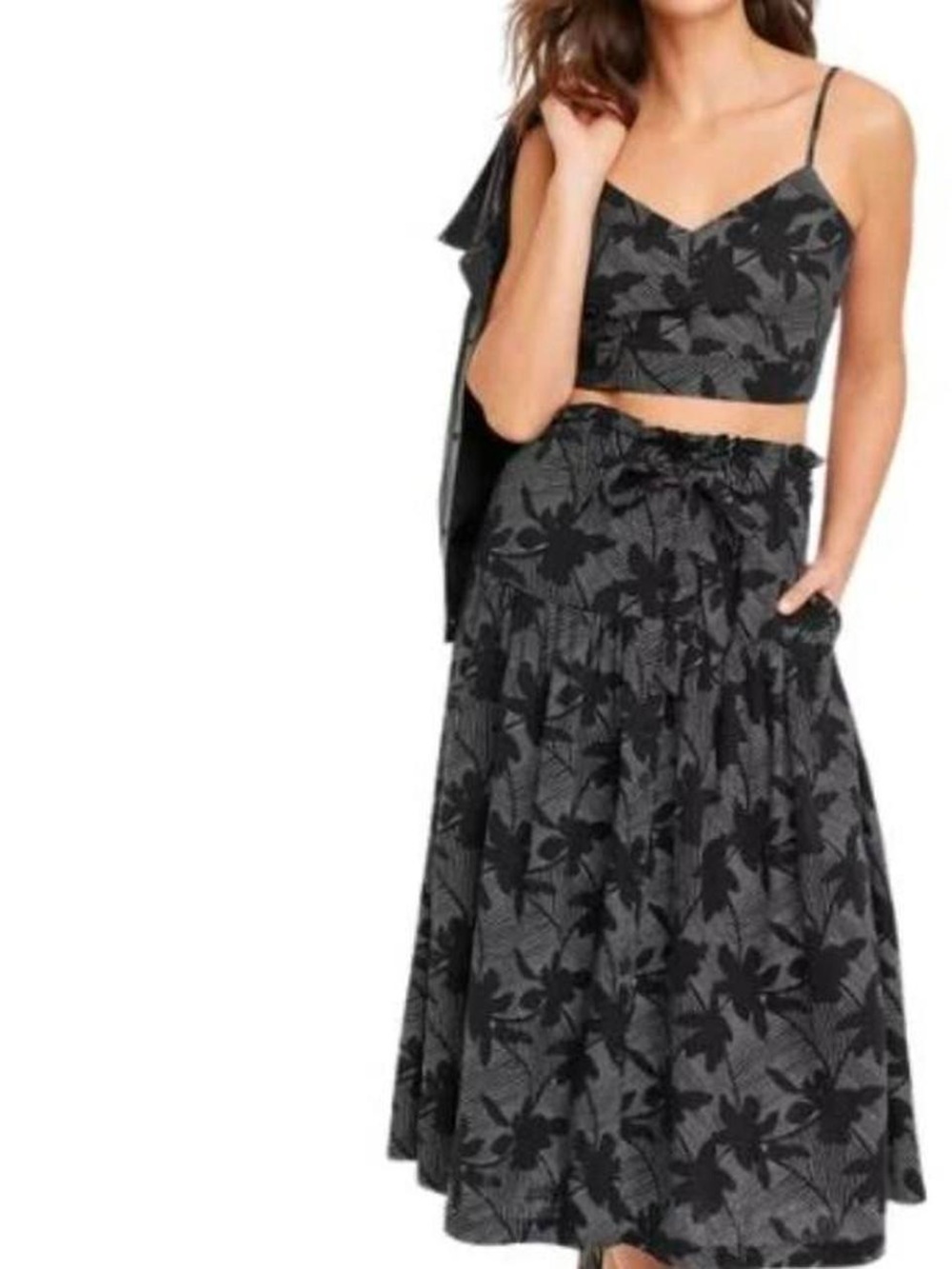 Universal Thread Black Floral Tiered Maxi Skirt & Top